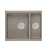 QUADRON | LOGAN 150 | granitowy zlewozmywak kuchenny SOFT TAUPE + STAL | wymiary: 55,5 x 46 x 22 cm | 1,5-komorowy podwieszany | podbudowa szafki od: 60 cm HCQL5646U4BSU